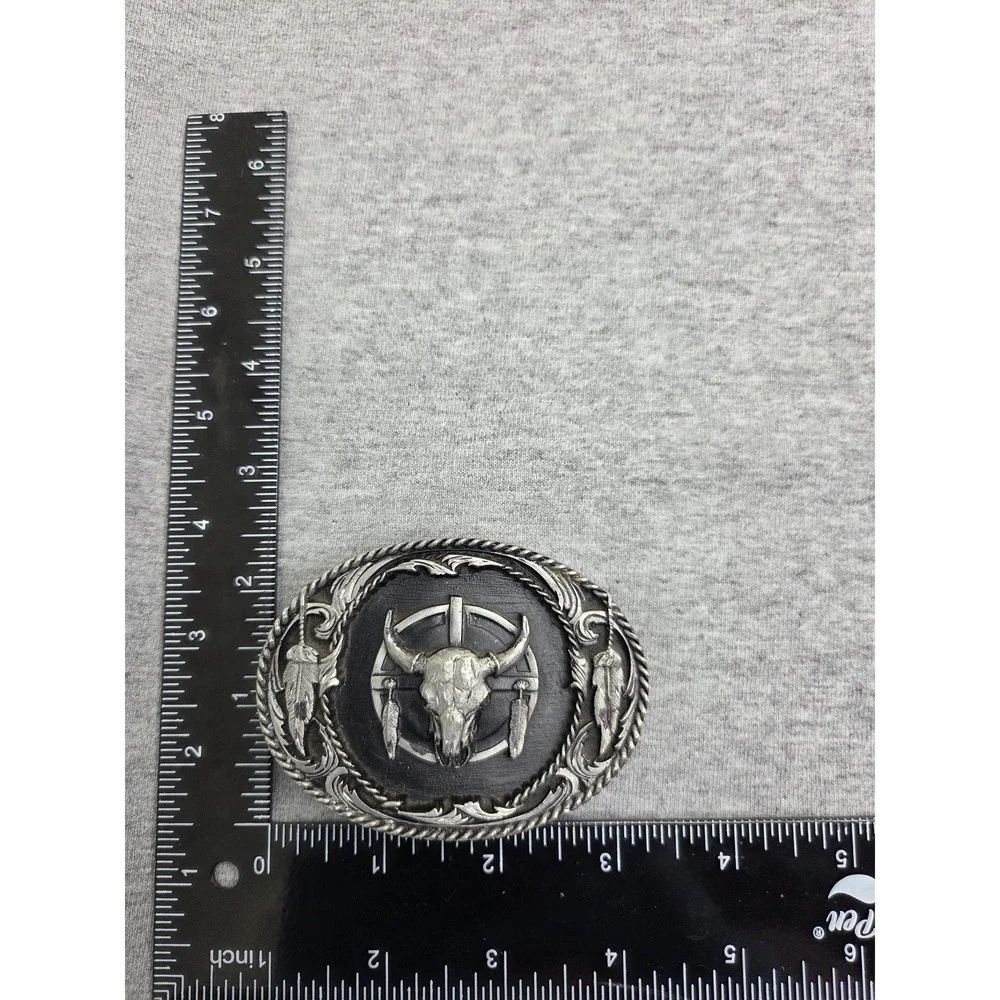 Vintage 1996 Siskiyou Steer Bull Skull Southwestern Solid Pewter Belt Buckle